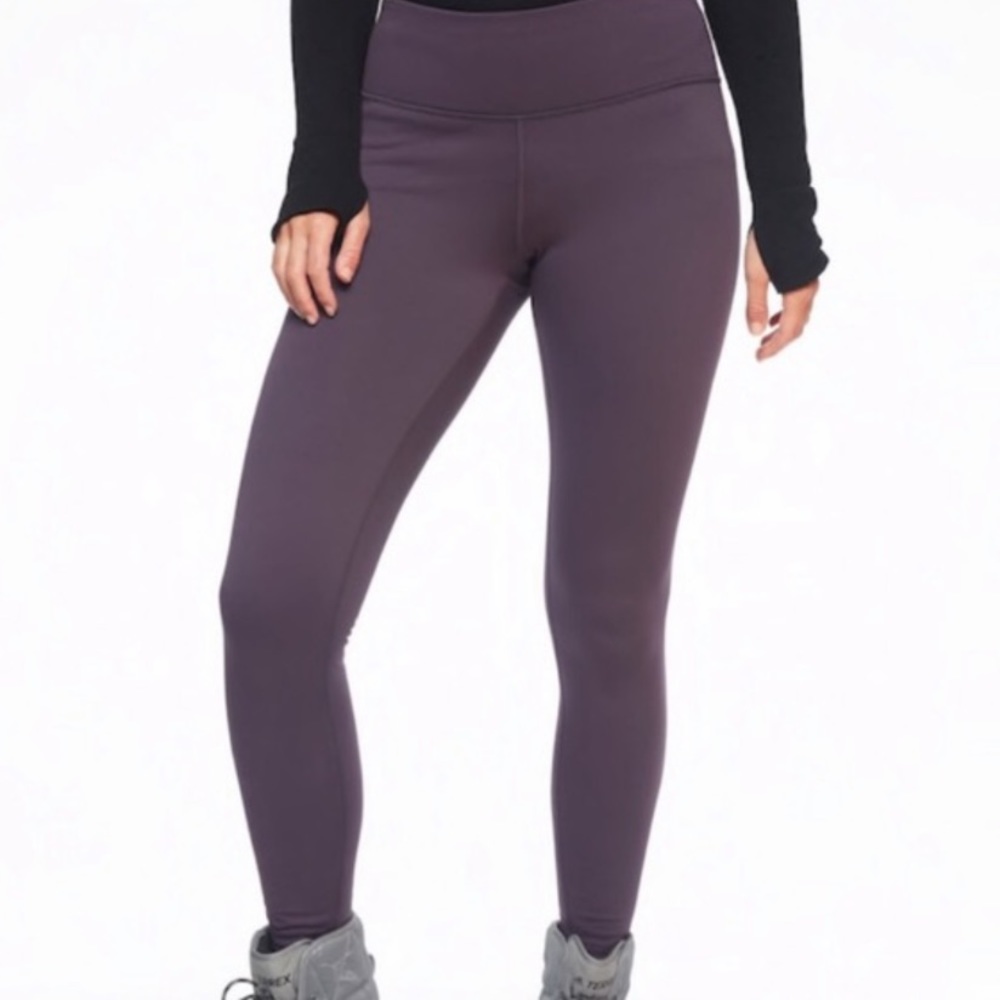 Athleta Purple Polartec Fleece Lined Leggings L